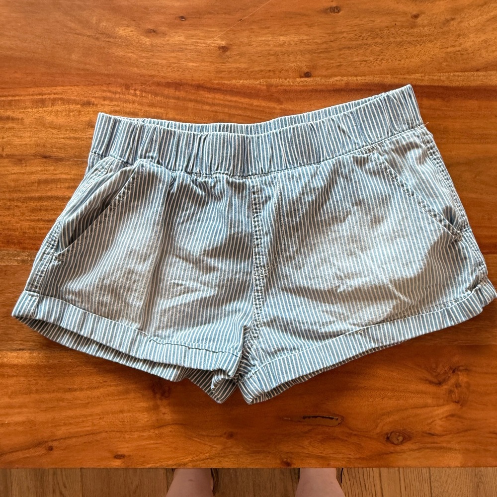 Rewash Women's Blue/White Striped Short Shorts Size M
